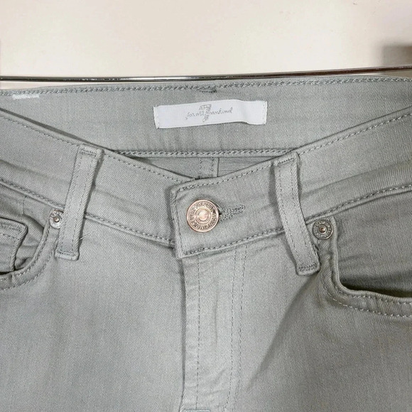7 For  All Mankind Skinny Frayed Hem Olive Jeans - Picture 5 of 11